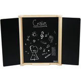 Tableau Triptyque Mural en Bois Naturel - JEUJURA - Ardoise Centrale et Volets Craie/Feutre, Accessoires Inclus, 82x56 cm