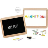 Ardoise d'écolier en bois - JEUJURA - Double face magnétique : craie et feutre effaçable
