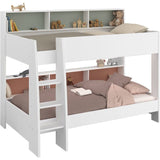 PARISOT Lits superposés enfant 2 x 90x200 cm - Décor Vert Céladon/Terracotta et Blanc Ombre - Sommiers inclus - JIM