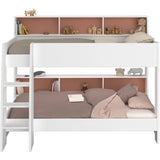 PARISOT Lits superposés enfant 2 x 90x200 cm - Décor Vert Céladon/Terracotta et Blanc Ombre - Sommiers inclus - JIM