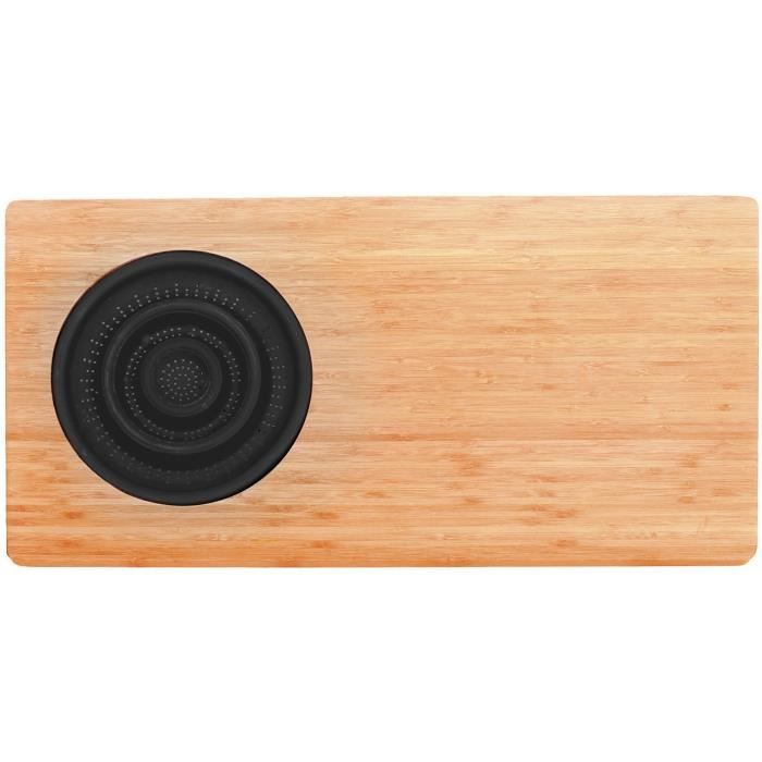 Planche a découper en bambou - JOCCA - Passoire en plastique - 58 x 29 x 1,8 cm - Naturel et noir