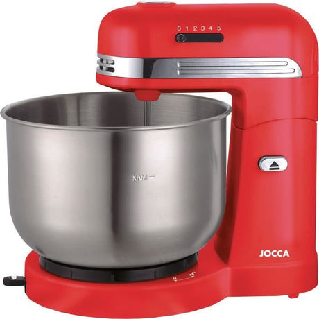 Robot pétrin - JOCCA - Bol en acier inoxydable 3,5 L - 5 vitesses - Rouge et gris
