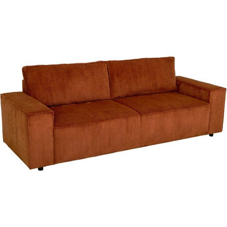 Canapé fixe 4 places - JOSH - Velours cotelé terracotta - 241 x 86 x 88 cm