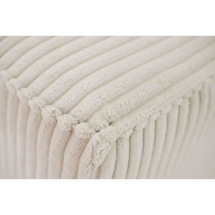 Canapé fixe 4 places - JOSH - Velours cotelé perle - 241 x 86 x 88 cm