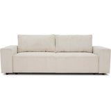 Canapé fixe 4 places - JOSH - Velours cotelé perle - 241 x 86 x 88 cm