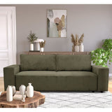 CanapÈ convertible 3 places - JOSH - Tissu Lincoln Kaki - Coffre de rangement - 239 x 86 x 85 cm