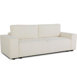 Canapé convertible 3 places - JOSH - Tissu bouclette Creme - Coffre de rangement - 239 x 86 x 85 cm