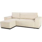Canapé d'angle convertible réversible - 4 places - JOSH - Tissu velours cotelé Perle - Coffre - 242 x 155 x 86 cm