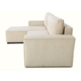 Canapé d'angle convertible réversible - 4 places - JOSH - Tissu velours cotelé Perle - Coffre - 242 x 155 x 86 cm
