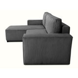 Canapé d'angle convertible réversible - 4 places - JOSH - Tissu velours cotelé - Anthracite - Coffre - 242 x 155 x 86 cm