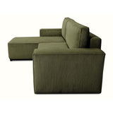 Canapé d'angle convertible réversible - 4 places - JOSH - Tissu velours cotelé - Kaki - Coffre - 242 x 155 x 86 cm