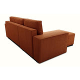 Canapé d'angle convertible réversible - 4 places - JOSH - Tissu velours cotelé - Terracotta - Coffre - 242 x 155 x 86 cm