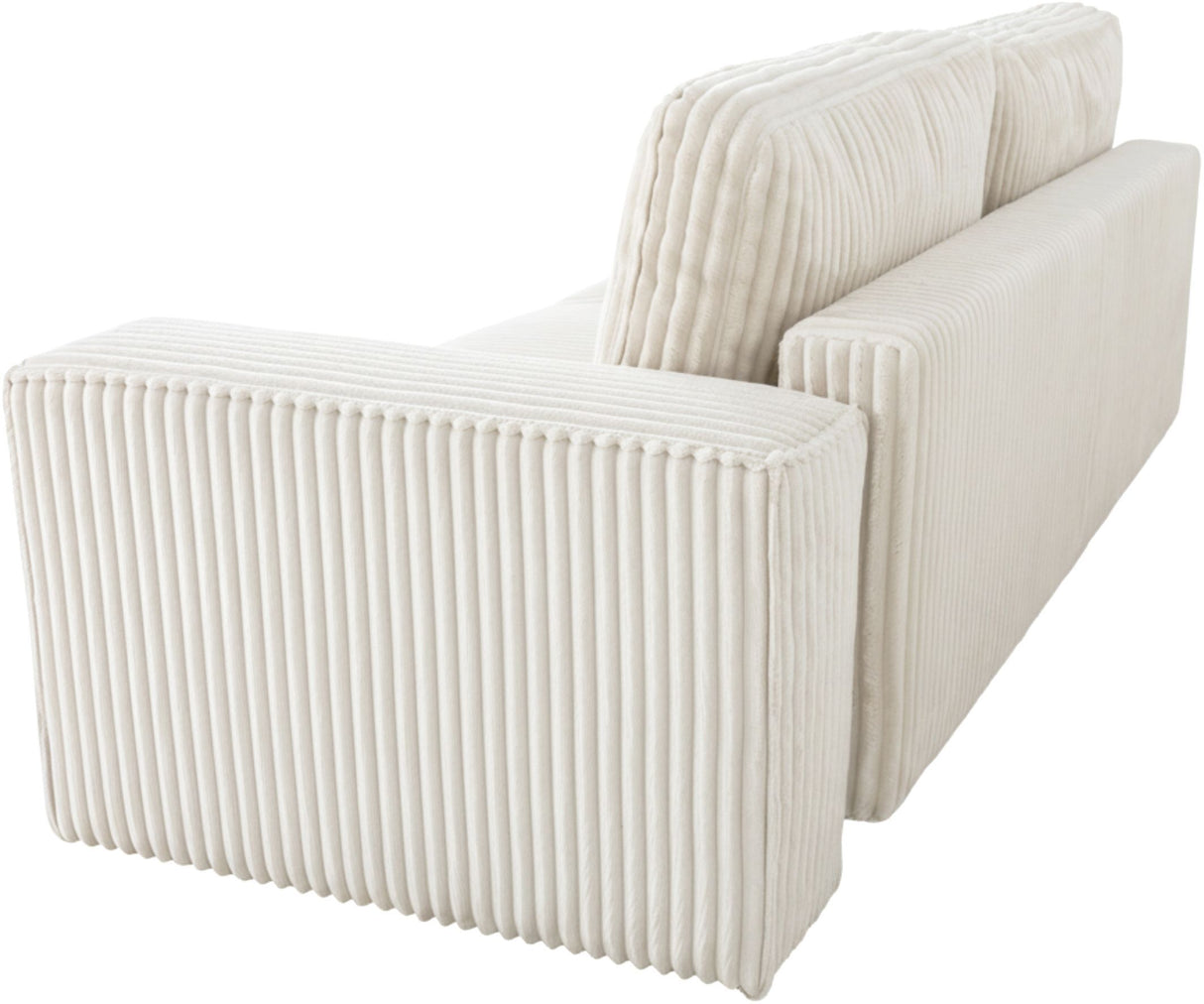 Canapé convertible 3 places - JOSH - Tissu velours grosses côtes Pearl - Coffre - 239 x 86 x 85 cm