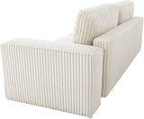 Canapé convertible 3 places - JOSH - Tissu velours grosses côtes Pearl - Coffre - 239 x 86 x 85 cm