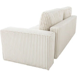 Canapé convertible 3 places - JOSH - Tissu velours grosses côtes beige - Coffre - 239 x 86 x 85 cm