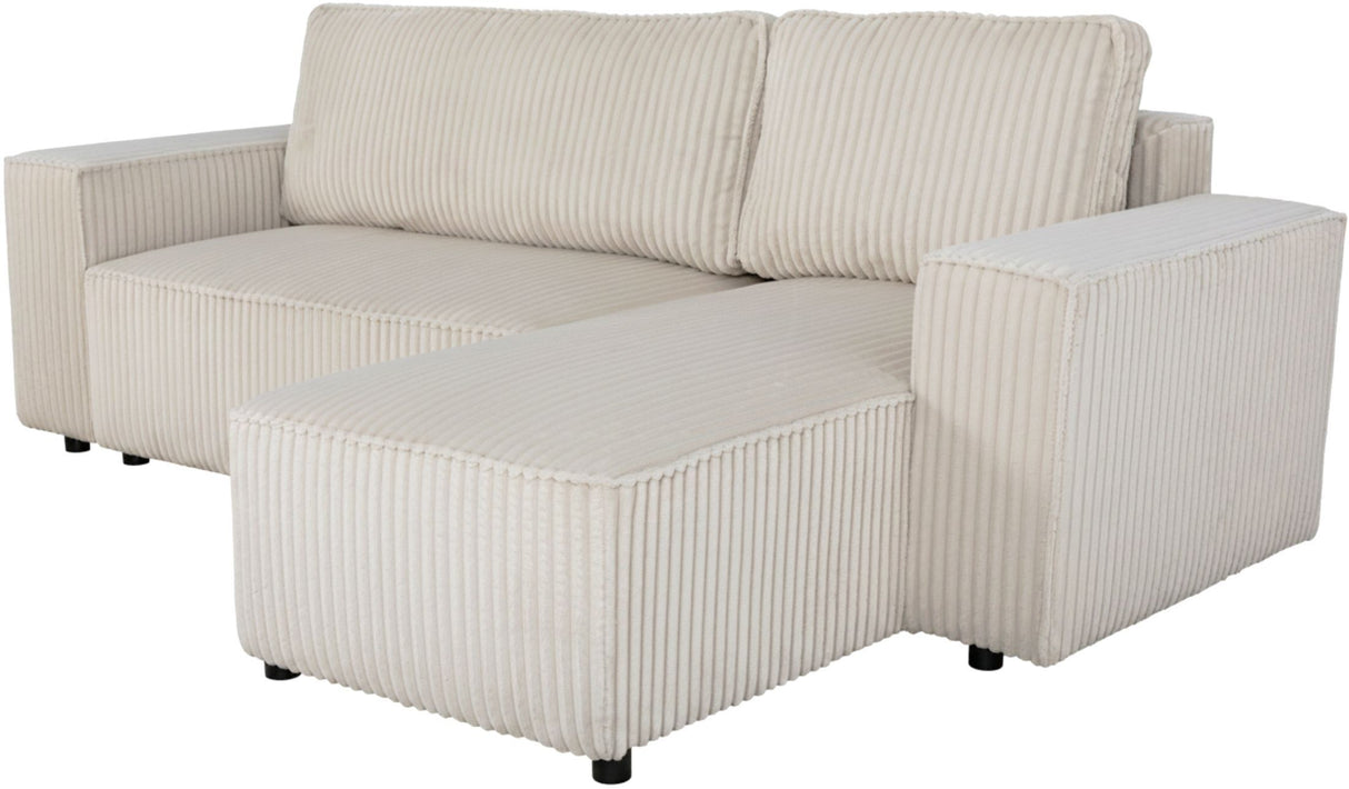 Canapé d'angle convertible réversible 4 places - JOSH - Tissu velours grosses côtes Pearl - 242 x 155 x 86 cm