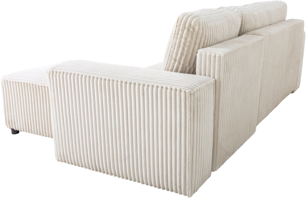 Canapé d'angle convertible réversible 4 places - JOSH - Tissu velours grosses côtes Pearl - 242 x 155 x 86 cm