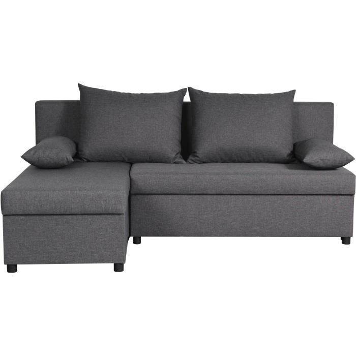 Canapé d'angle réversible – Tissu Gris – L 192 x P 143 x H 79 cm – JOSS - Fabriqué en Ukraine