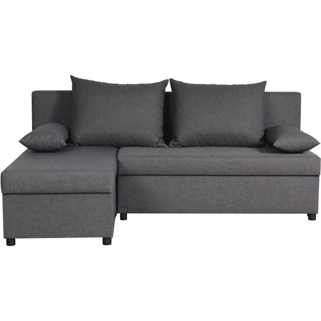 Canapé d'angle réversible – Tissu Gris – L 192 x P 143 x H 79 cm – JOSS - Fabriqué en Ukraine