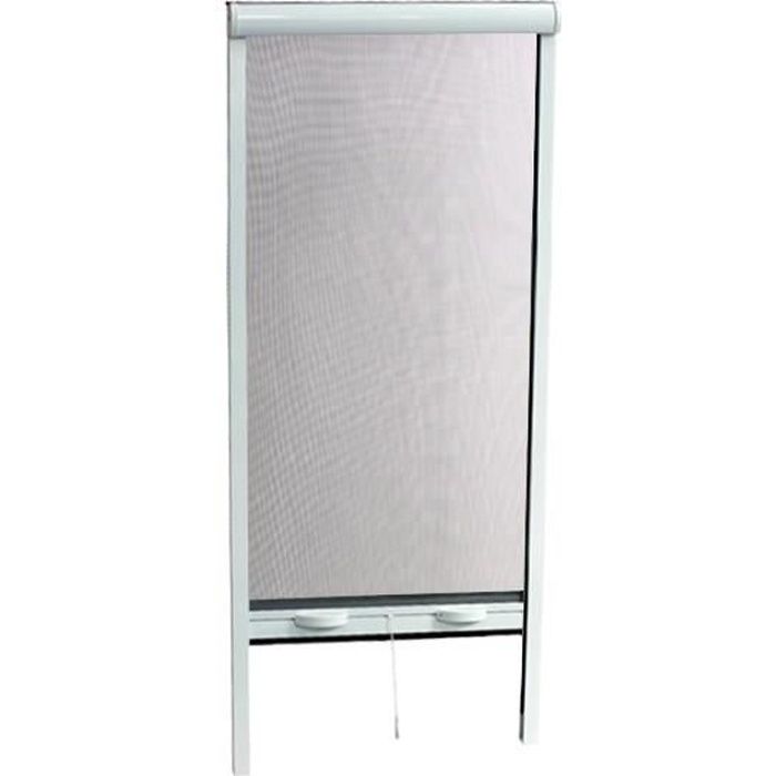 Moustiquaire de porte fenetre L160 X H220 cm a tirage direct en aluminium laqué blanc -  Recoupable en largeur et hauteur