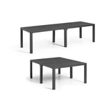Table de jardin - Rectangulaire - Coloris : gris graphite - En résine - Modulable 3 en 1 - JULIE DOUBLE - Allibert by KETER