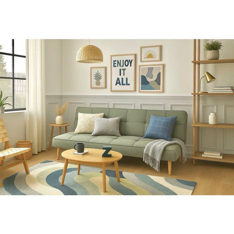 Canapé convertible - 4 places - JULIE - Tissu Olive - 180 x 72 x 72 cm