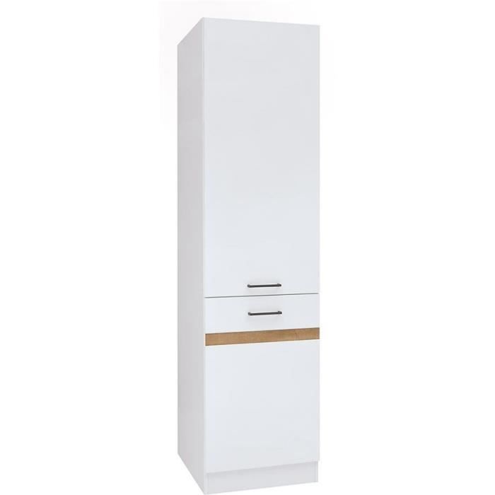 JUNONA Kitchen column 2 right-opening doors - L 50 x H 196 x D 46 cm - Glossy white