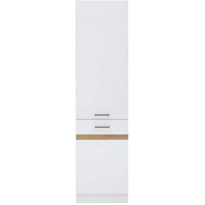 JUNONA Colonne de cuisine 2 Portes ouverture droite - L 50 x H 196 x P 46 cm - Blanc brillant