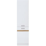 JUNONA Colonne de cuisine 2 Portes ouverture droite - L 50 x H 196 x P 46 cm - Blanc brillant
