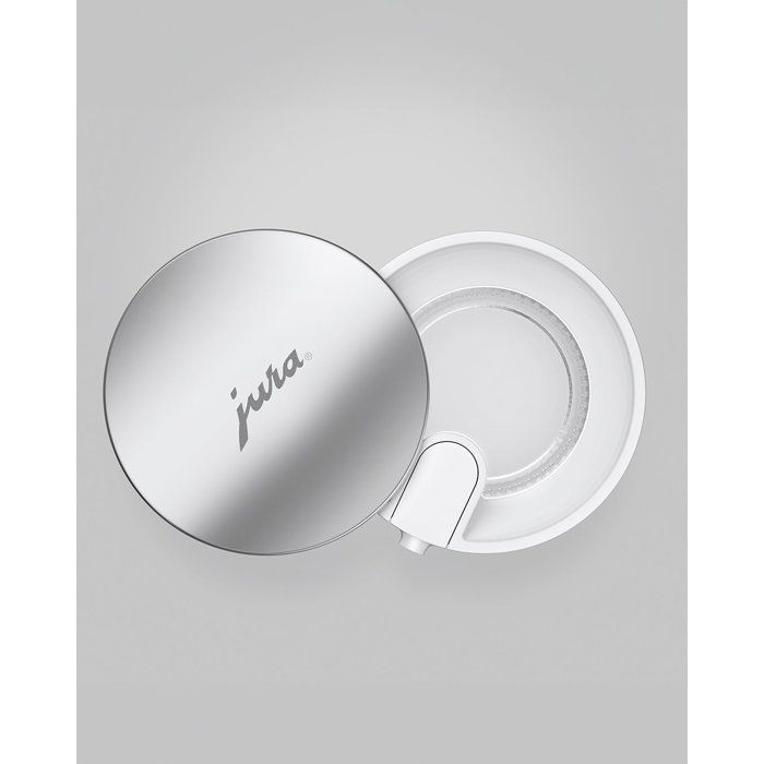 Carafe a lait - JURA - 0,5 L - 2 adaptateurs silicone - Capuchon pivotant inox poli - Verre