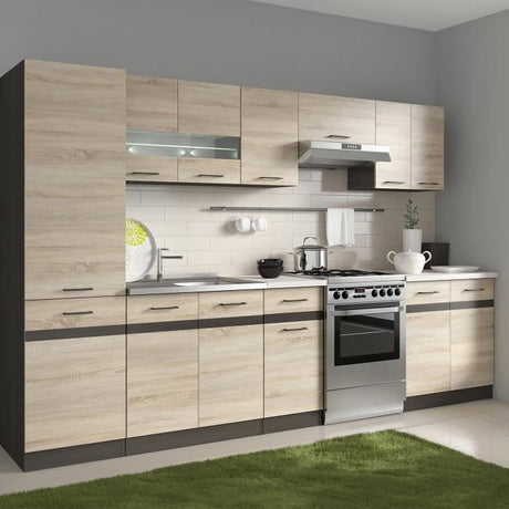 JUNONA Colonne de cuisine 2 Portes ouverture a droite  - L 50 x H 196 x P 46 cm - Chene sonoma
