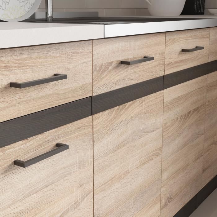 JUNONA Cuisine d'angle complete et plan de travail L 3m40 - Angle réversible - Décor chene sonoma - plan de travail inclus