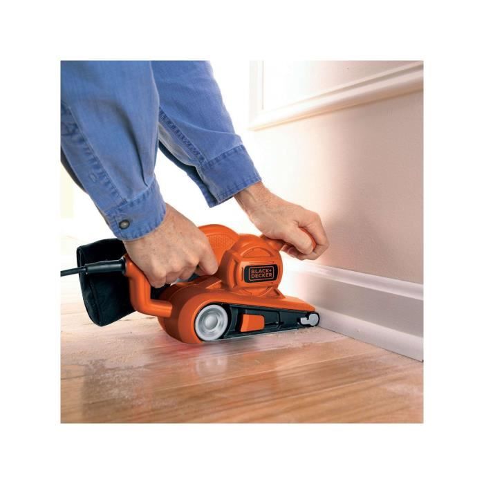 Ponceuse a bande filaire - BLACK+DECKER - KA86-QS - 720W - 75 x 457mm - avec bande abrasive et sac collecteur