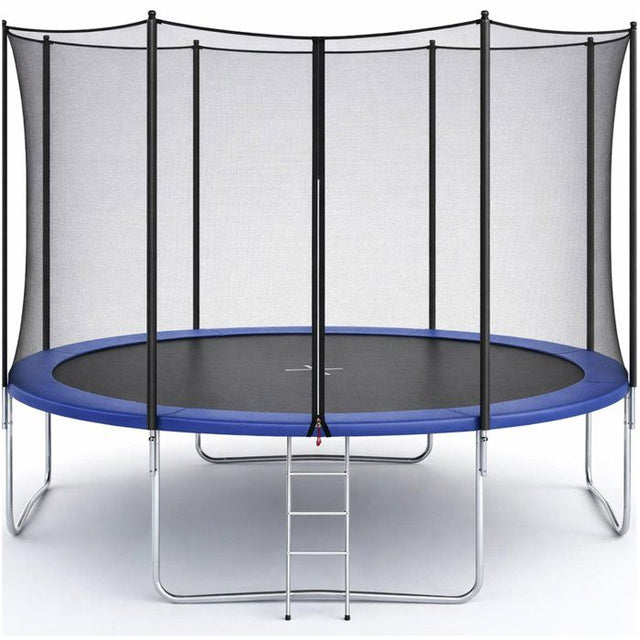 Trampoline KANGUI - BLEU Ř 426-430 cm – XXL – Enfant – Filet de sécurité et Échelle – Certification CE & NF EN 71–14