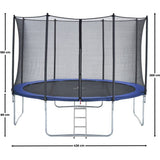 Trampoline KANGUI - BLEU Ř 426-430 cm – XXL – Enfant – Filet de sécurité et Échelle – Certification CE & NF EN 71–14