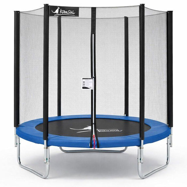 Trampoline KANGUI - BLEU Ř 180-183 cm – Enfant – Filet de sécurité – Certification CE & NF EN 71–14