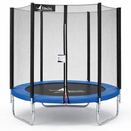 Trampoline KANGUI - BLEU Ř 180-183 cm – Enfant – Filet de sécurité – Certification CE & NF EN 71–14