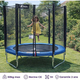 Trampoline KANGUI - BLEU Ř 180-183 cm – Enfant – Filet de sécurité – Certification CE & NF EN 71–14