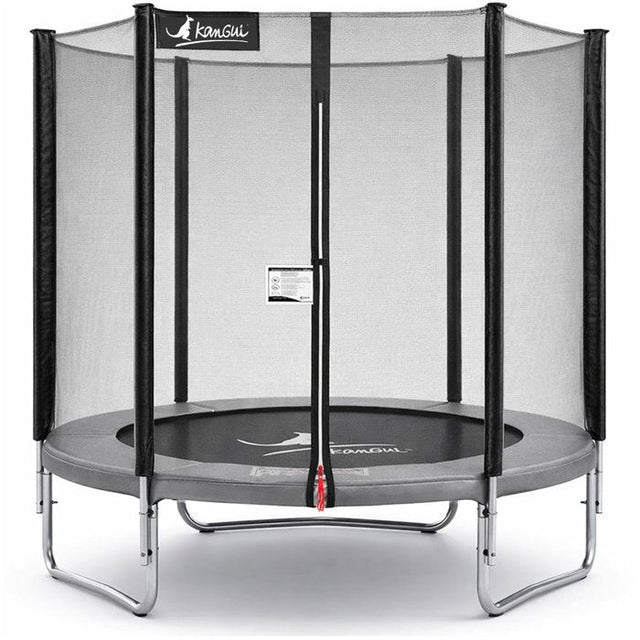 Trampoline KANGUI - GRIS Ř 180-183 cm – Enfant – Filet de sécurité – Certification CE & NF EN 71–14