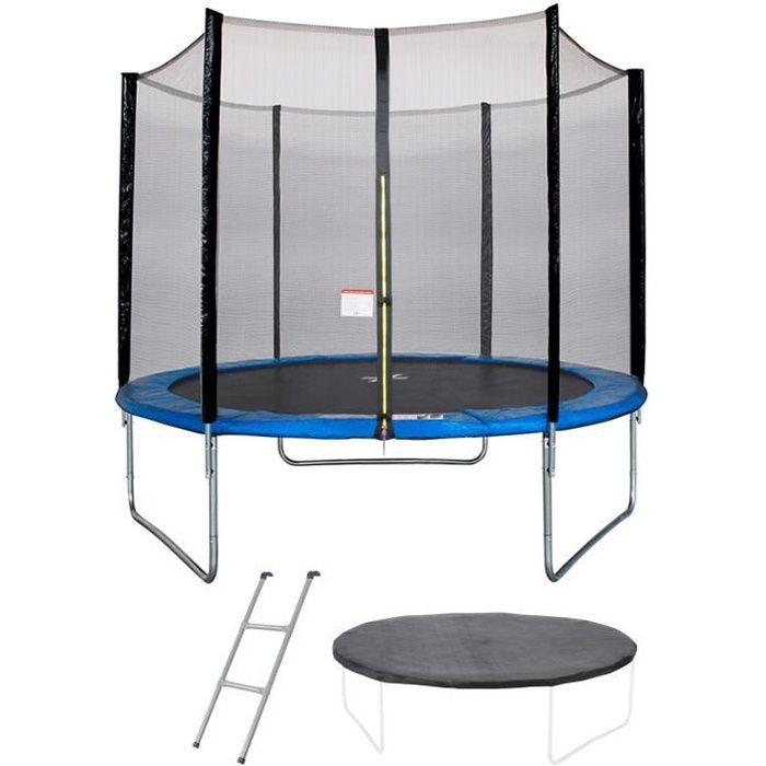 Trampoline  Ø 300 cm Bleu MAXI ECO - KANGUI - Avec Filet, Echelle, Couverture de Protection