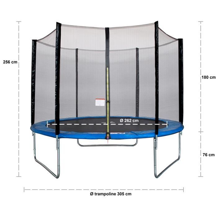 Trampoline  Ø 300 cm Bleu MAXI ECO - KANGUI - Avec Filet, Echelle, Couverture de Protection