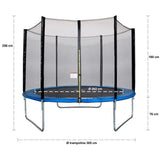 Trampoline  Ø 300 cm Bleu MAXI ECO - KANGUI - Avec Filet, Echelle, Couverture de Protection