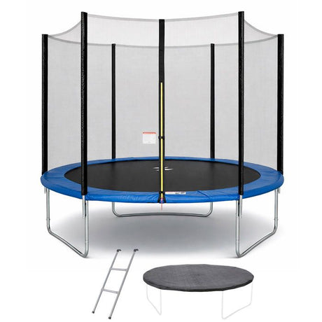 Trampoline  Ř 300 cm Bleu MAXI ECO - KANGUI - Avec Filet, Echelle, Couverture de Protection