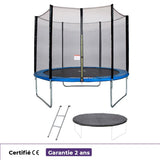 Trampoline  Ř 300 cm Bleu MAXI ECO - KANGUI - Avec Filet, Echelle, Couverture de Protection