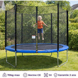 Trampoline KANGUI - BLEU Ř 244-250 cm – Enfant – Filet de sécurité – Certification CE & NF EN 71–14