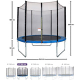 Trampoline KANGUI - BLEU Ř 244-250 cm – Enfant – Filet de sécurité – Certification CE & NF EN 71–14
