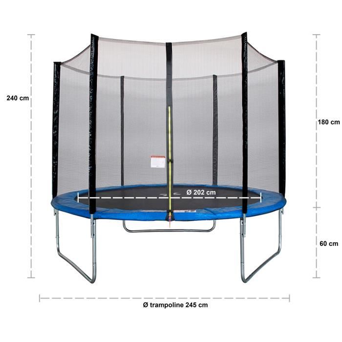 Trampoline Ø 250 cm MAXI ECO - Bleu - KANGUI - Avec Filet