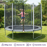 Trampoline  Ř 300 cm Gris Maxi Eco - KANGUI - Filet, Echelle, Couverture de Protection
