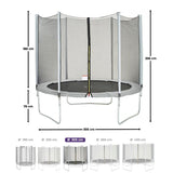 Trampoline  Ř 300 cm Gris Maxi Eco - KANGUI - Filet, Echelle, Couverture de Protection
