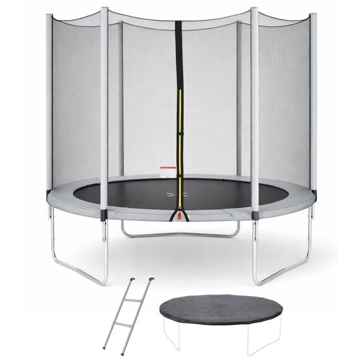 Trampoline  Ř 300 cm Gris Maxi Eco - KANGUI - Filet, Echelle, Couverture de Protection